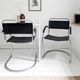 Pair Vintage Italian Cantilever Chairs Chrome Leather Armrests Bauhaus Style