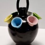 Black Lacquered Ceramic Tulip Vase Ascribable to Pucci Umbertide, Italy
