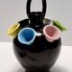Black Lacquered Ceramic Tulip Vase Ascribable to Pucci Umbertide, Italy