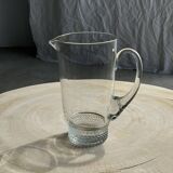 Carafe à anse en verre belle matière pied motifs billes de verre H21