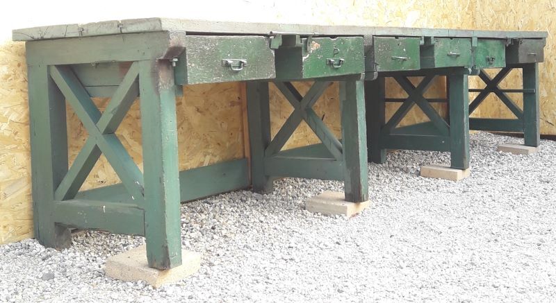Établi industriel d'atelier 4m ancien