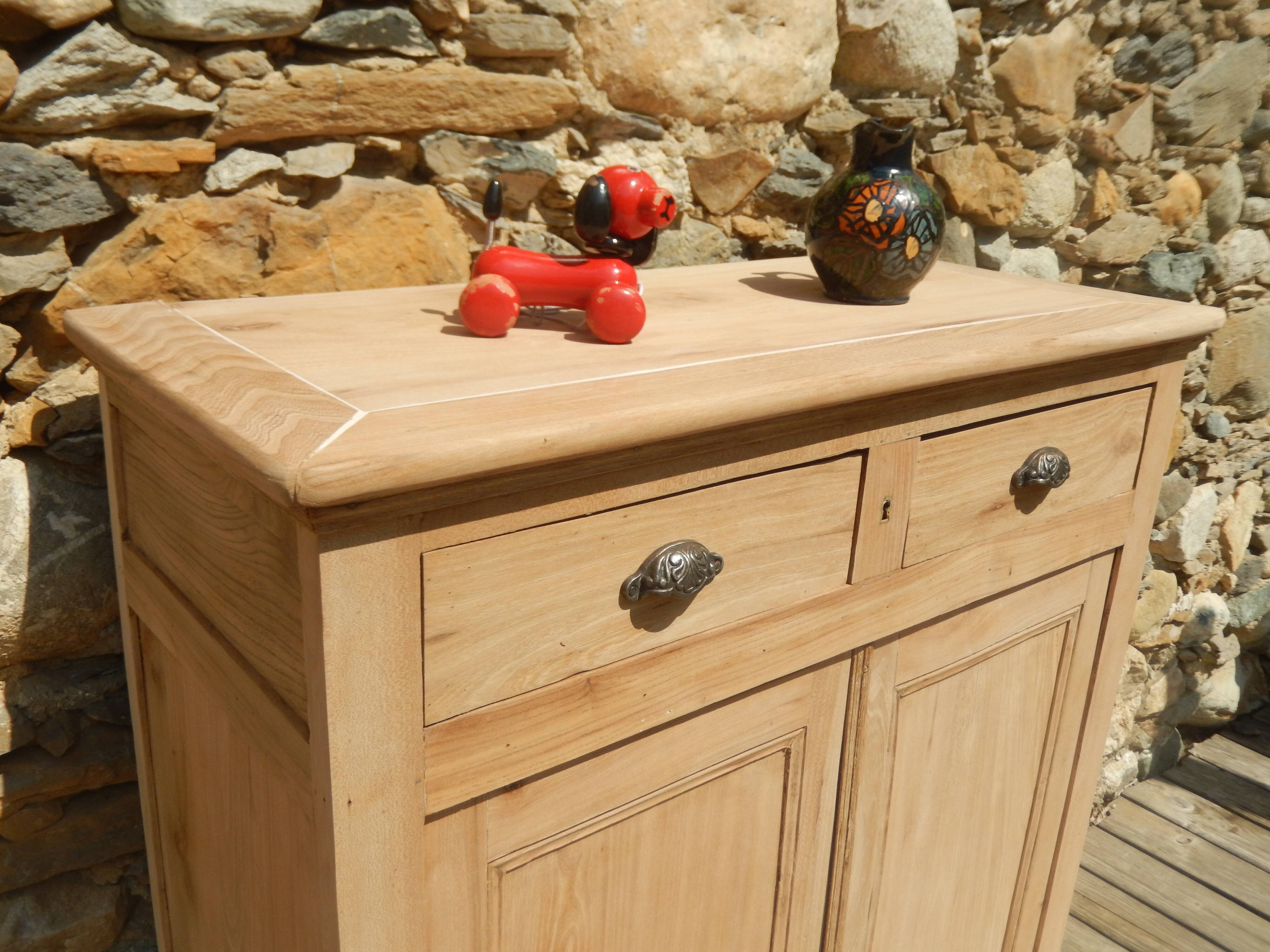 Superb antique Parisian sideboard in solid ash, industrial furniture style.