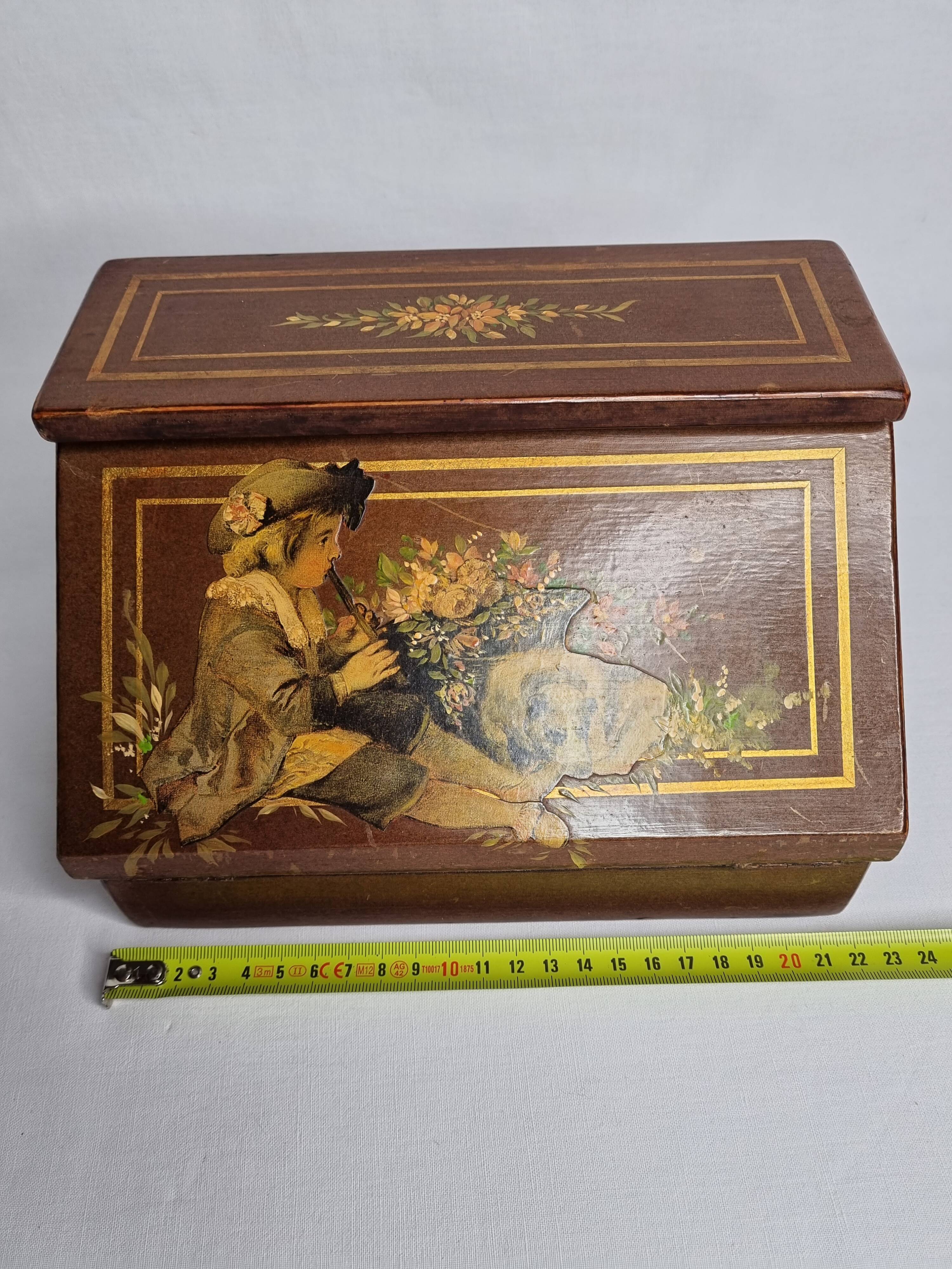 Vintage letter holder box decorated and hand-painted