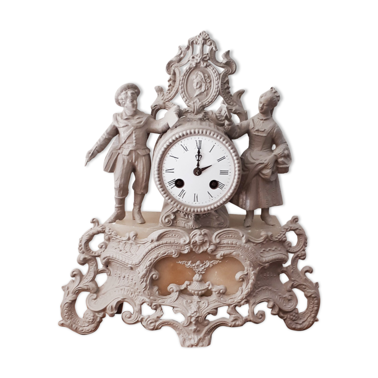 Chimney pendulum, clock, patinated