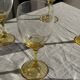Set of 6 vintage yellow stemmed glasses: consisting of 4 large and 2 small.