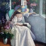 Signed painting Oil on canvas dimensions: height -55cm- width -47 cm-