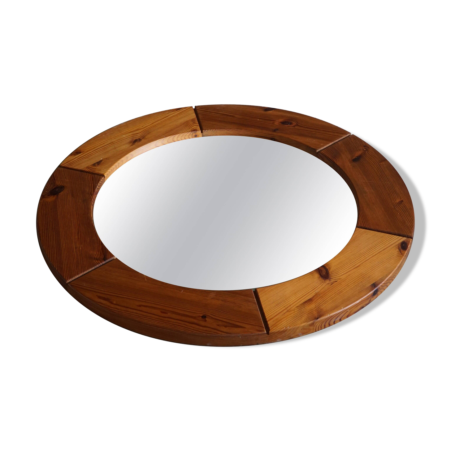Wall mirror in solid pine by Glasmäster Markaryd, Sweden, 1960s.