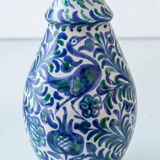 Fajalauza ceramic table lamp with hand-woven shade, Granada, Spain.