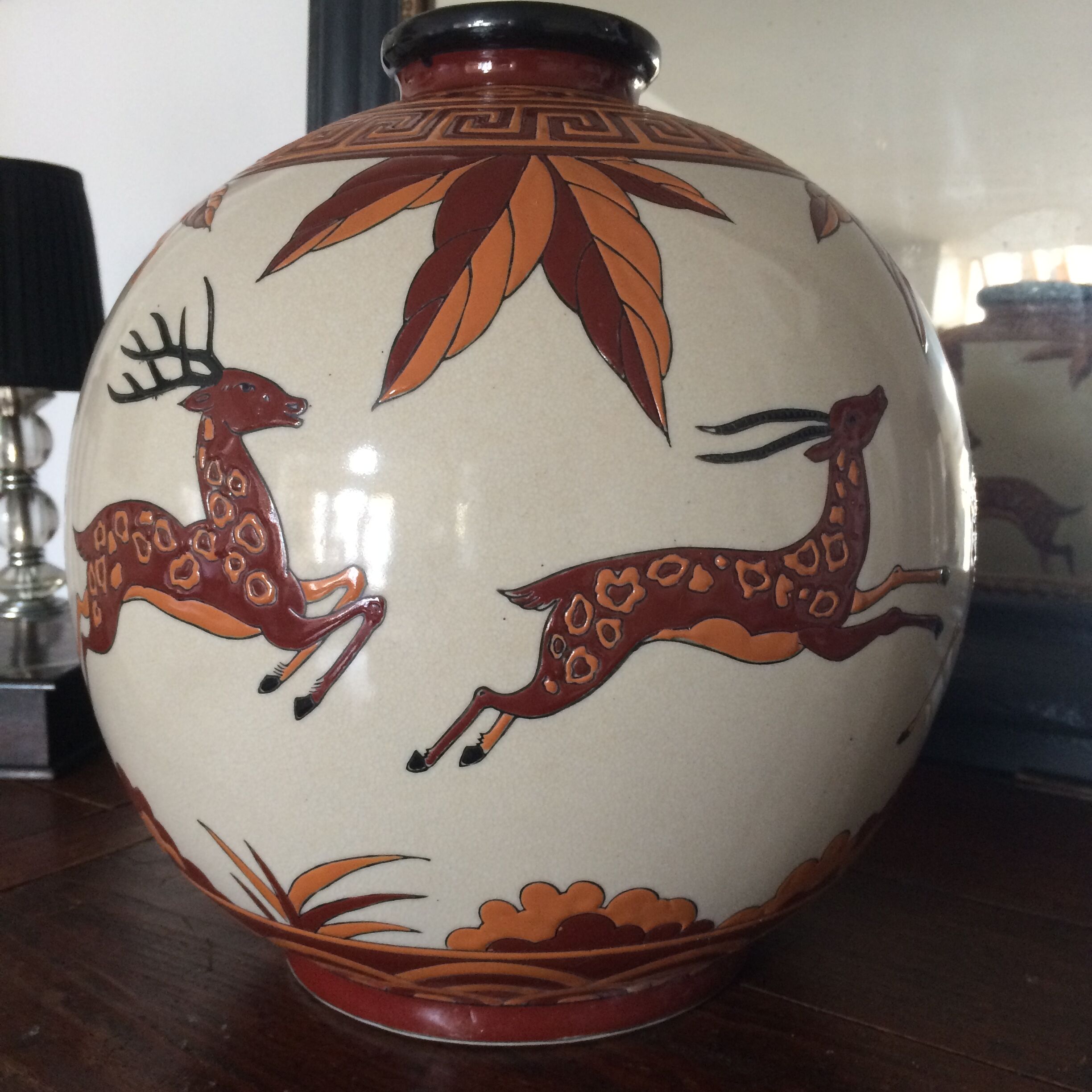 Art Deco cracked ceramic vase