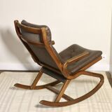 Rocking chair design Norway 1960s teak wood year 60 ref PAOLO