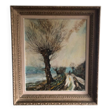 Oil on canvas landscape of Vendée