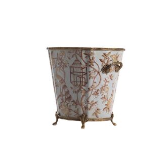 Porcelain and bronze peacock flowerpot
