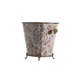 Cache pot paon porcelaine et bronze