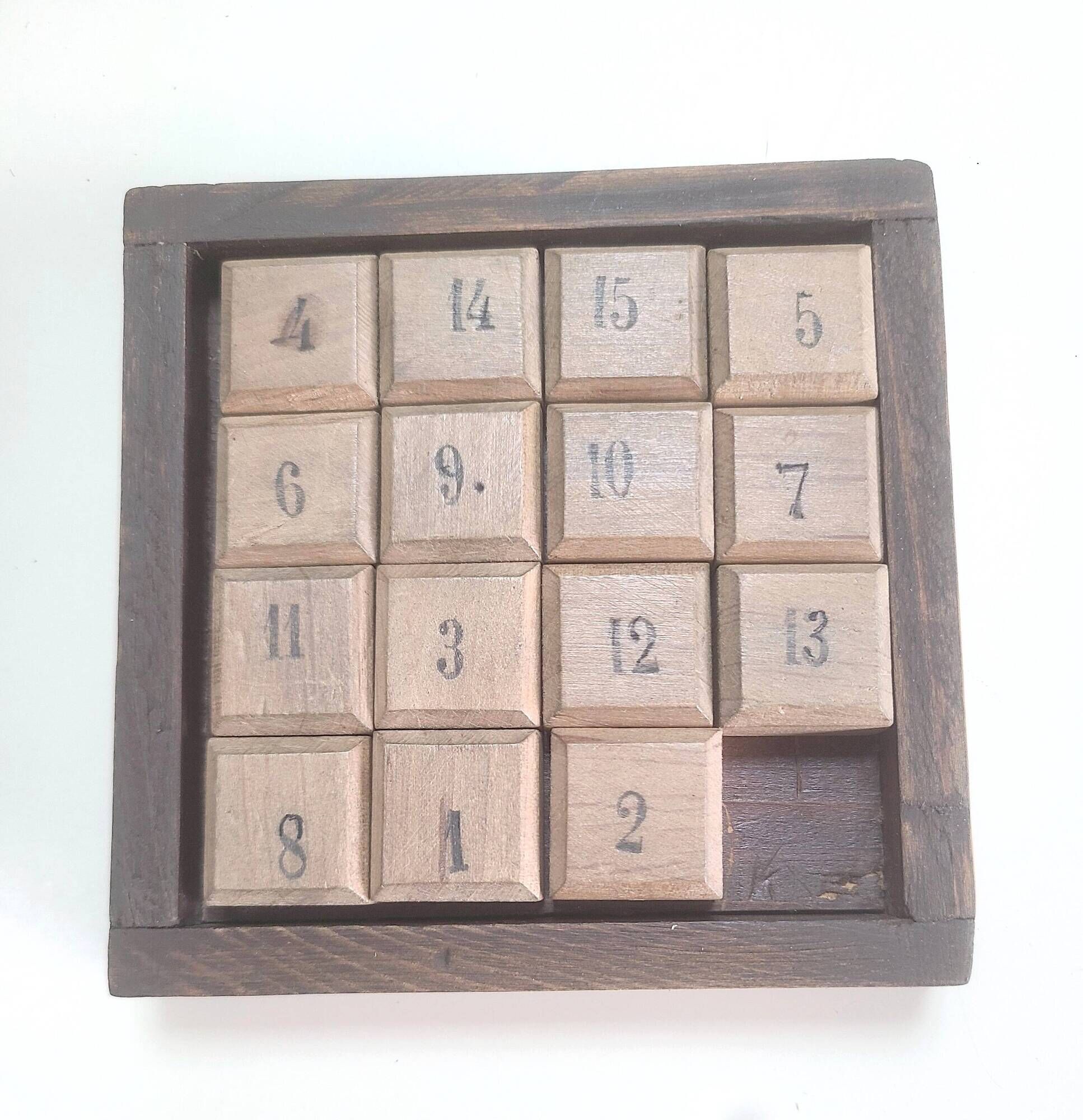 Antique wooden sliding puzzle - Popular art from the late 19th century - Complete