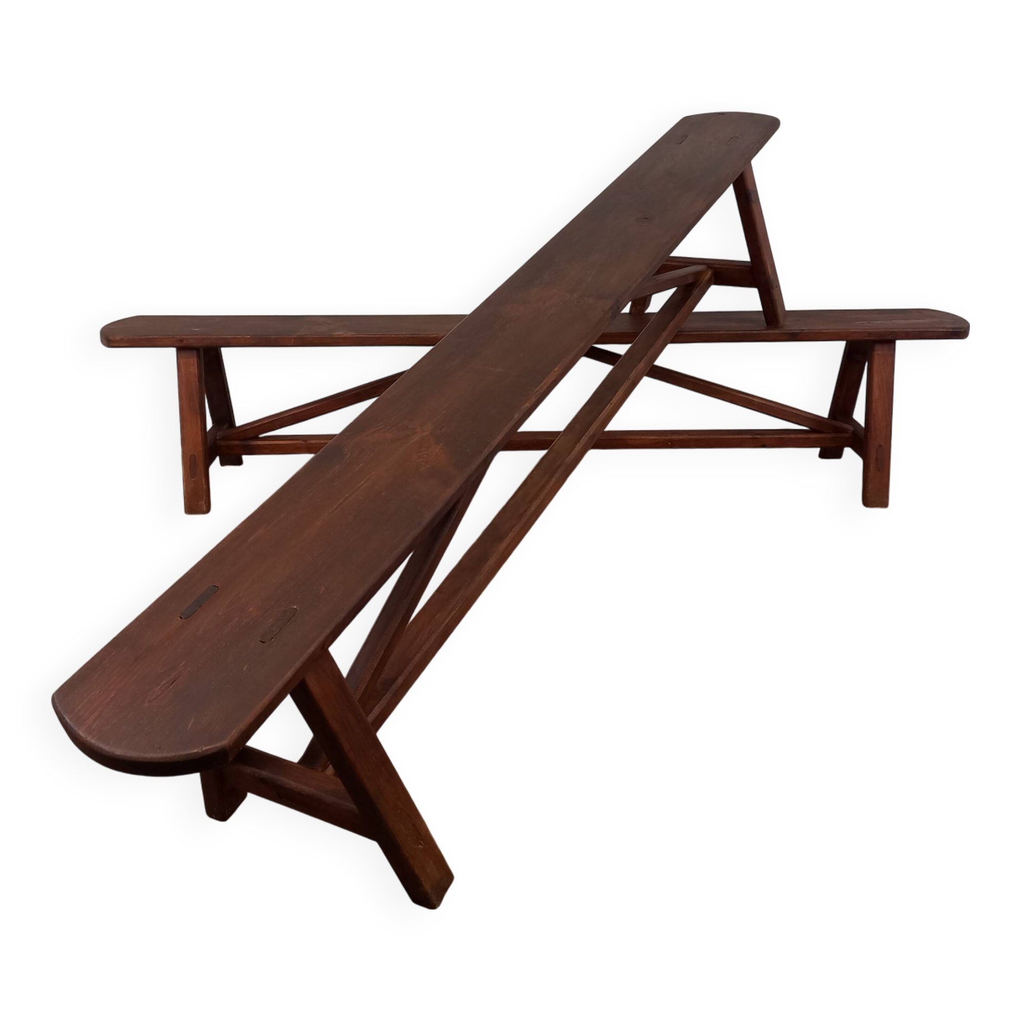 Pair of rustic benches 220 cm