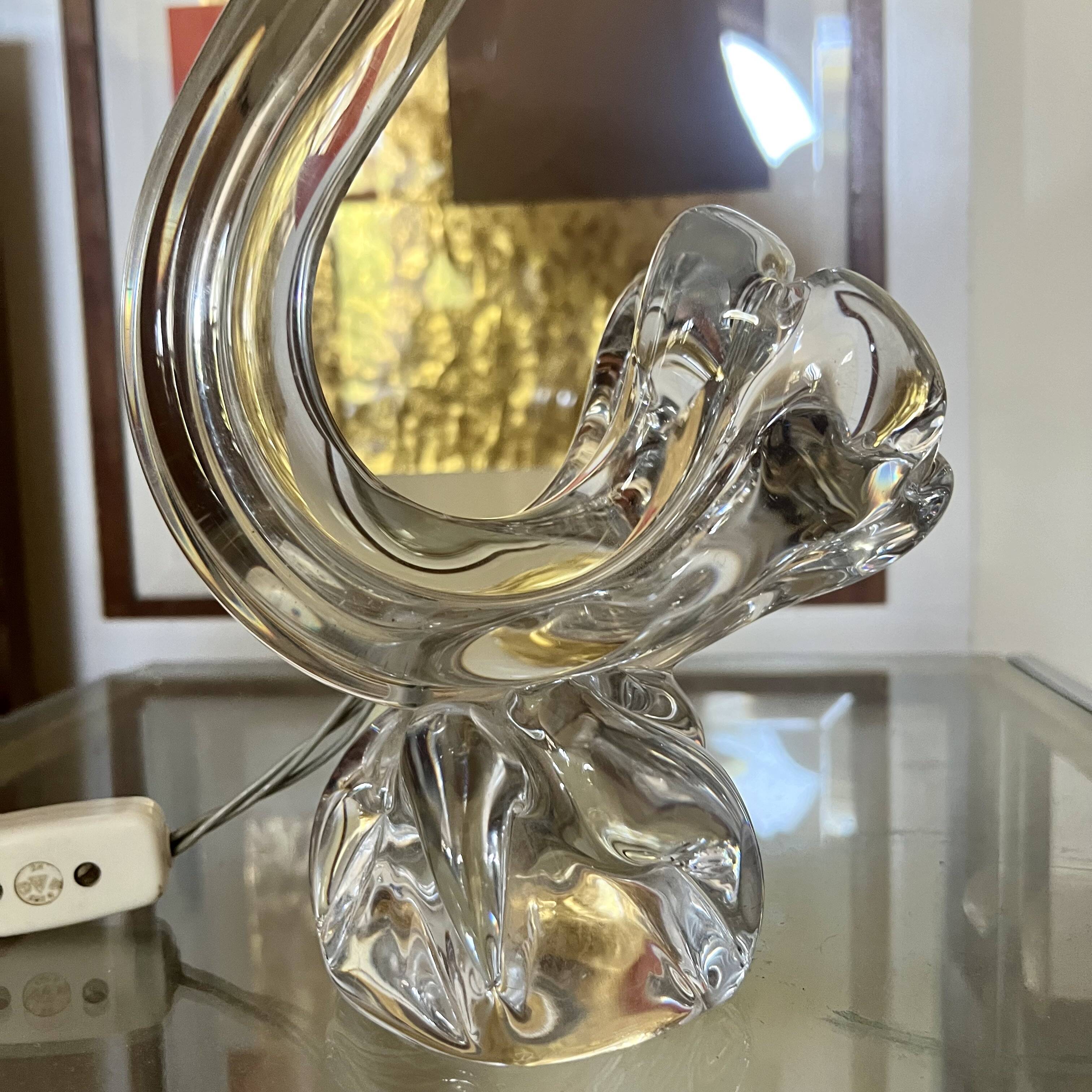 1960s Crystal Art Table Lamp for Daum France