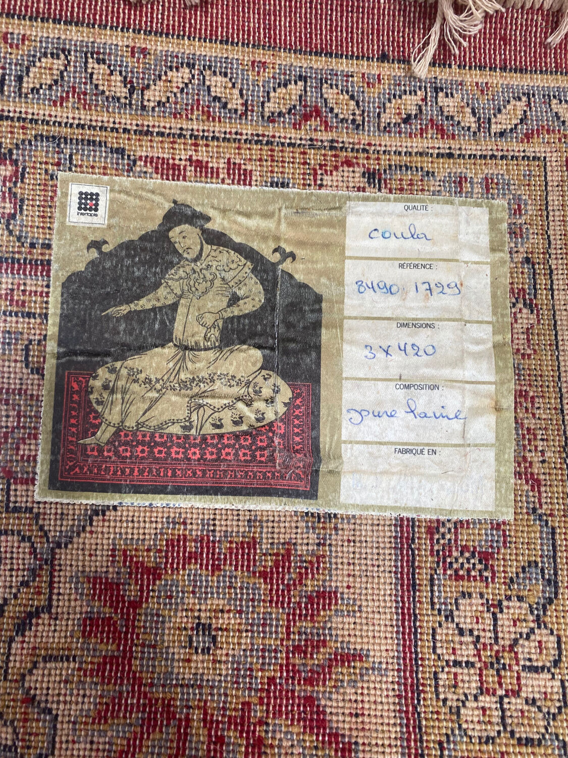 Large ornate pure wool rug, Persian style, 300 x 420