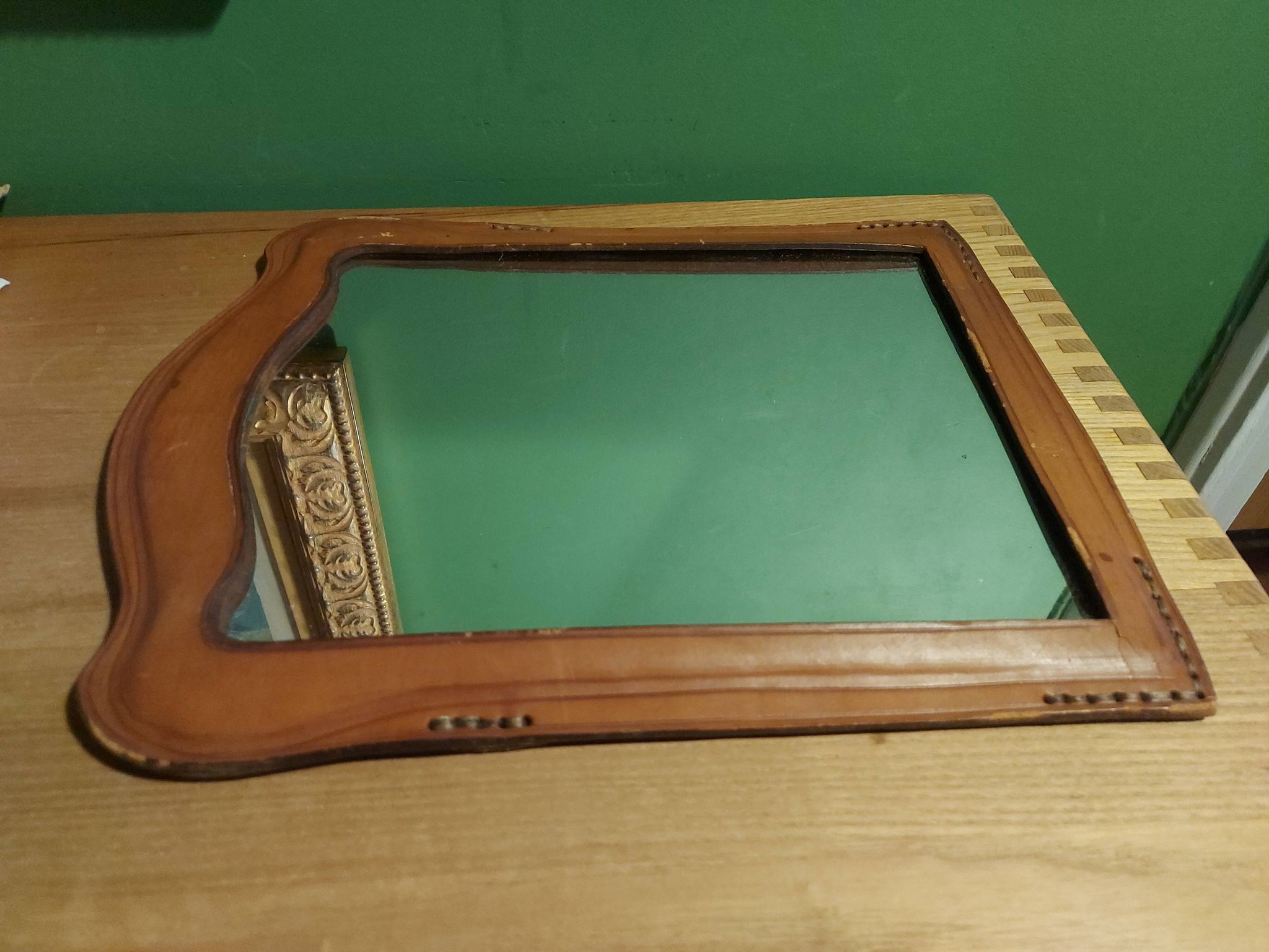 Vintage leather mirror