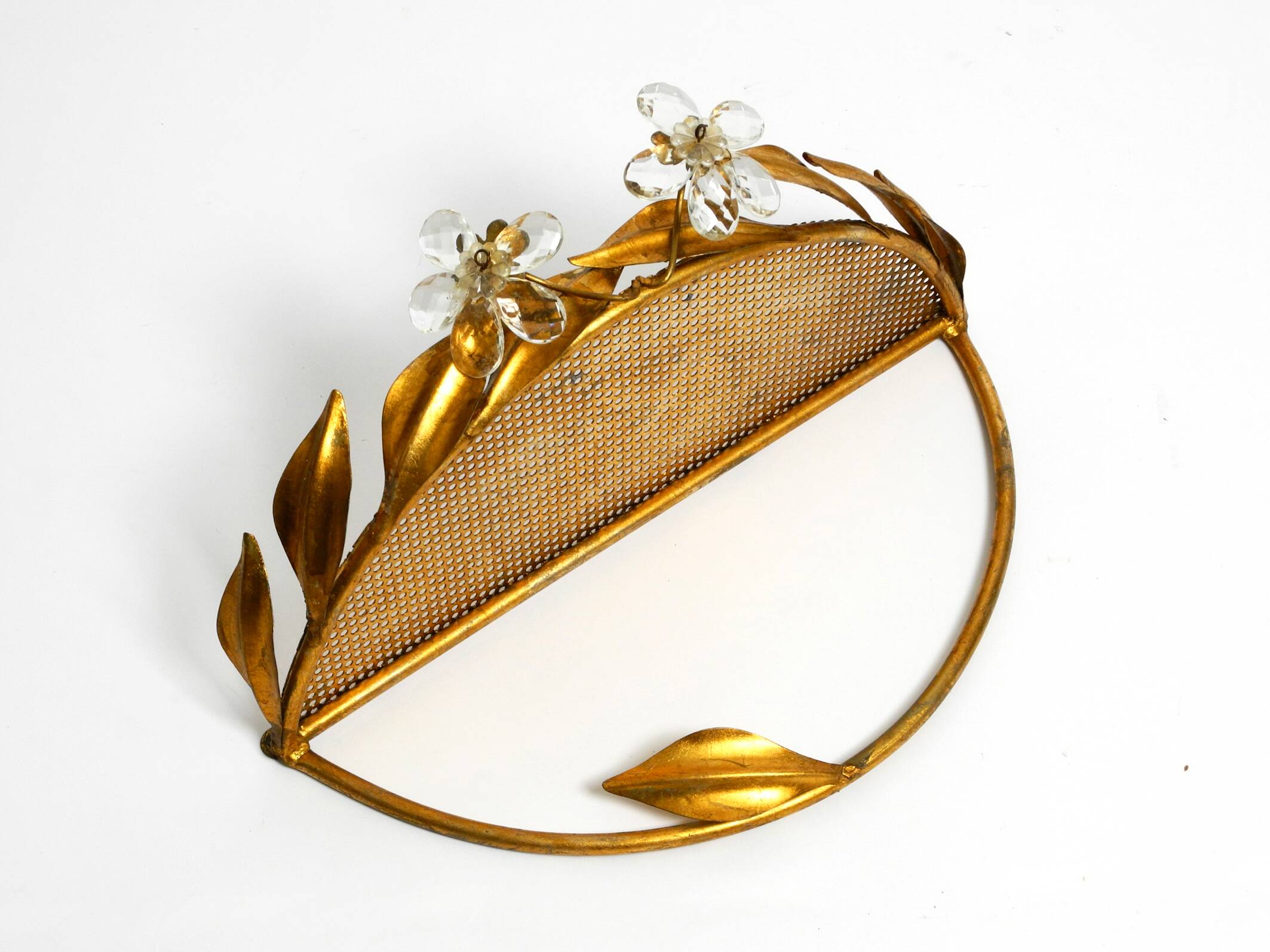 Metall wall mirror and matching shelf gold plated plated by Banci Firenze