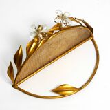 Metall wall mirror and matching shelf gold plated plated by Banci Firenze