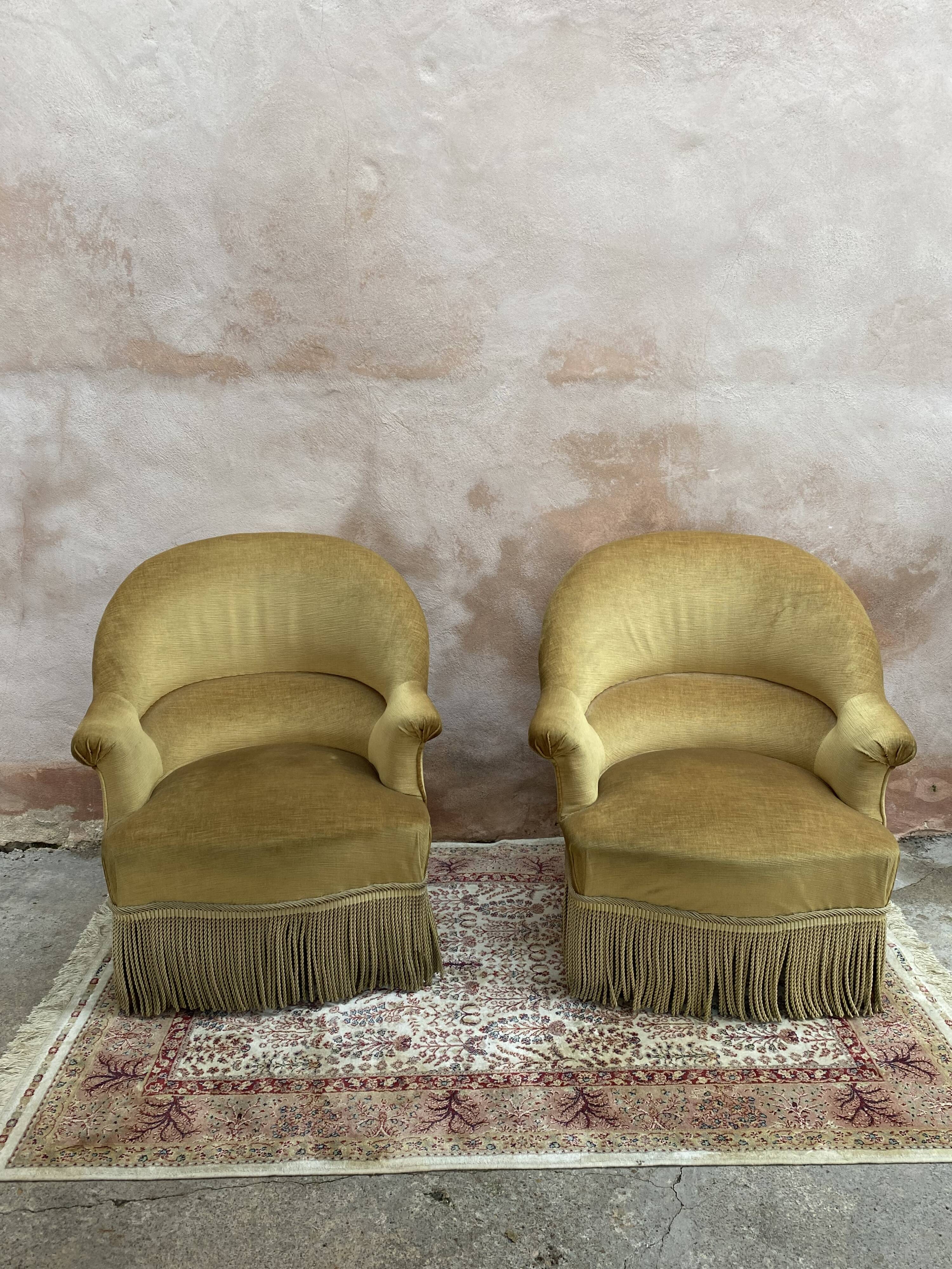 Pair of toad armchairs