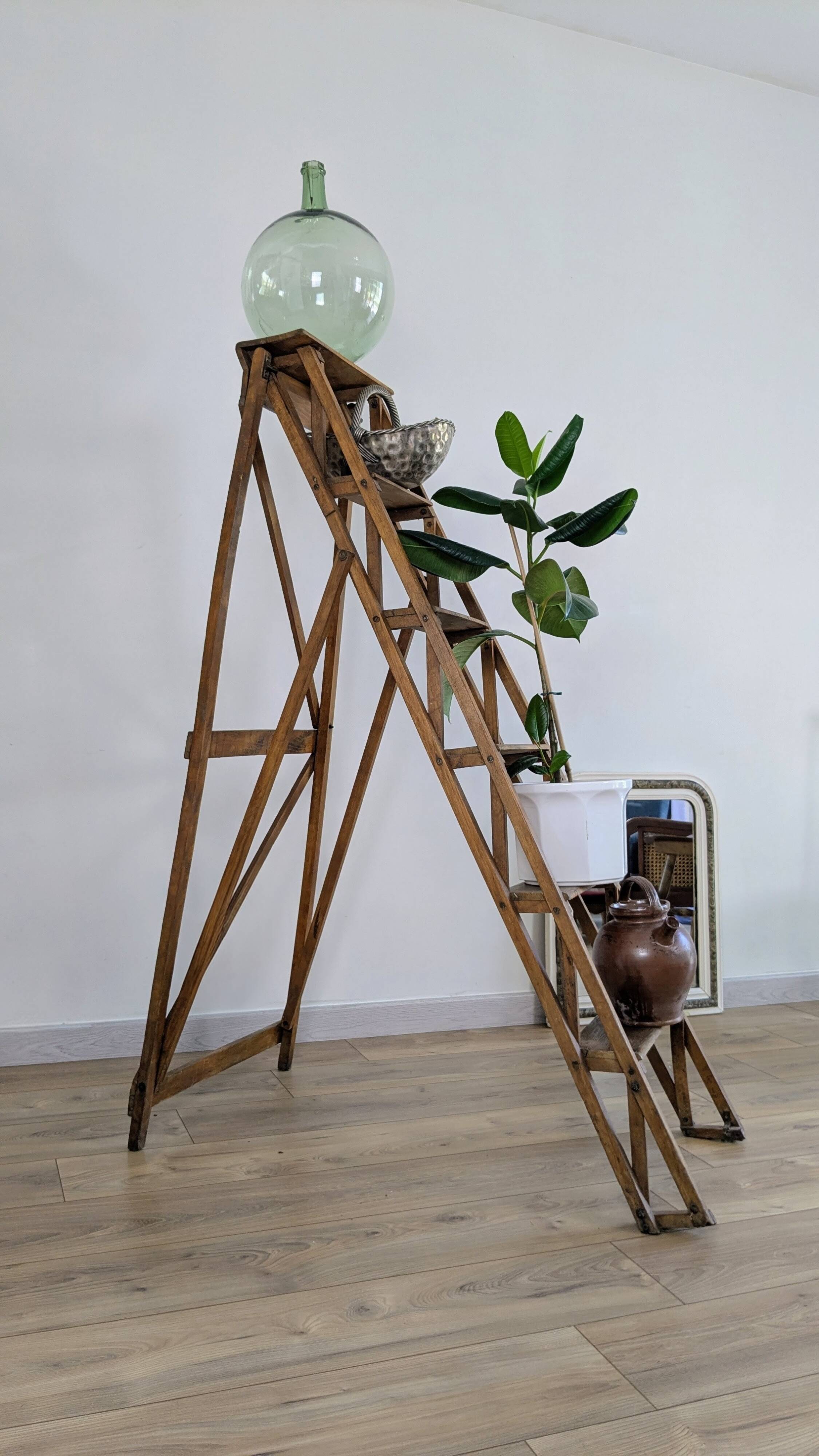 Vintage wooden painter's stepladder - authentic patina