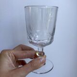 Set of 5 small crystal wine glasses engraved 50-60s
