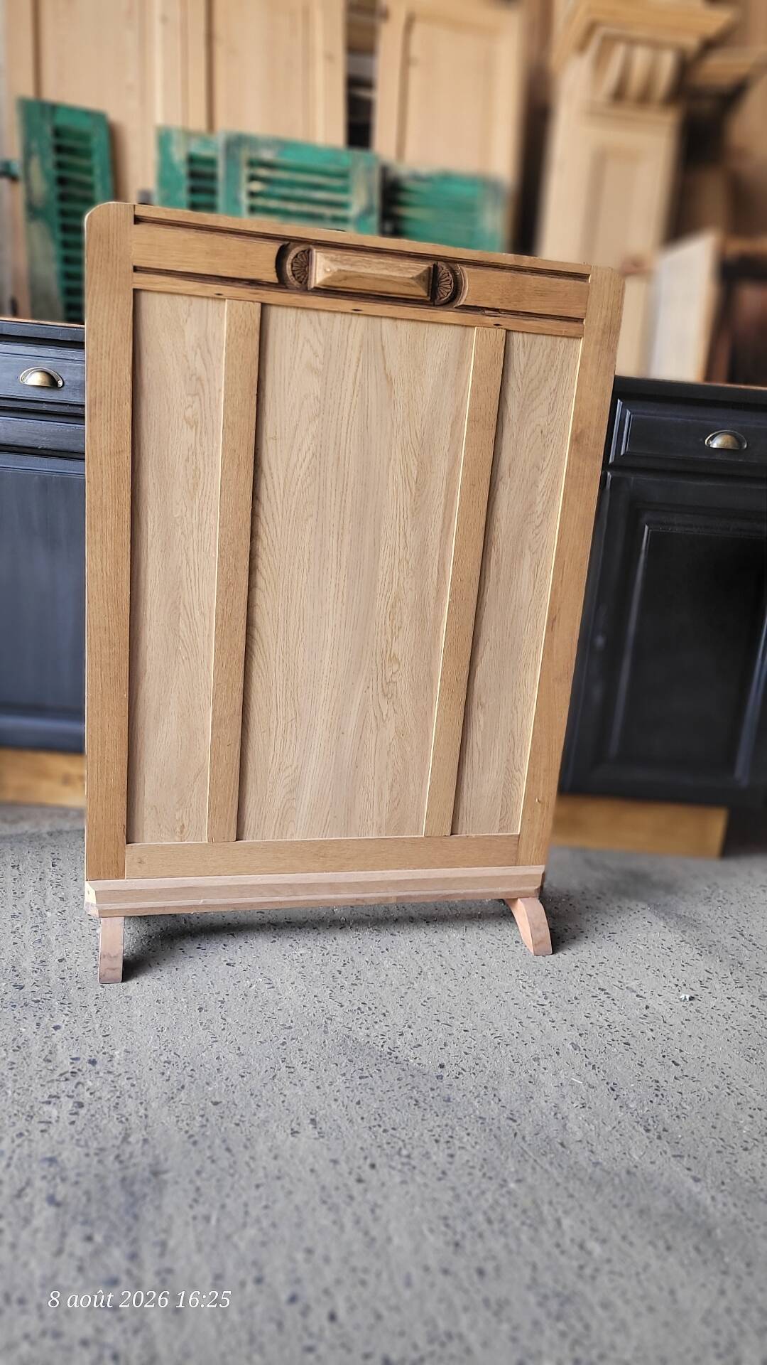Old decorative wooden fireplace screen