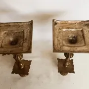 Remarkable pair of candlesticks in bronze, formerly silver-plated, from the 19th century.