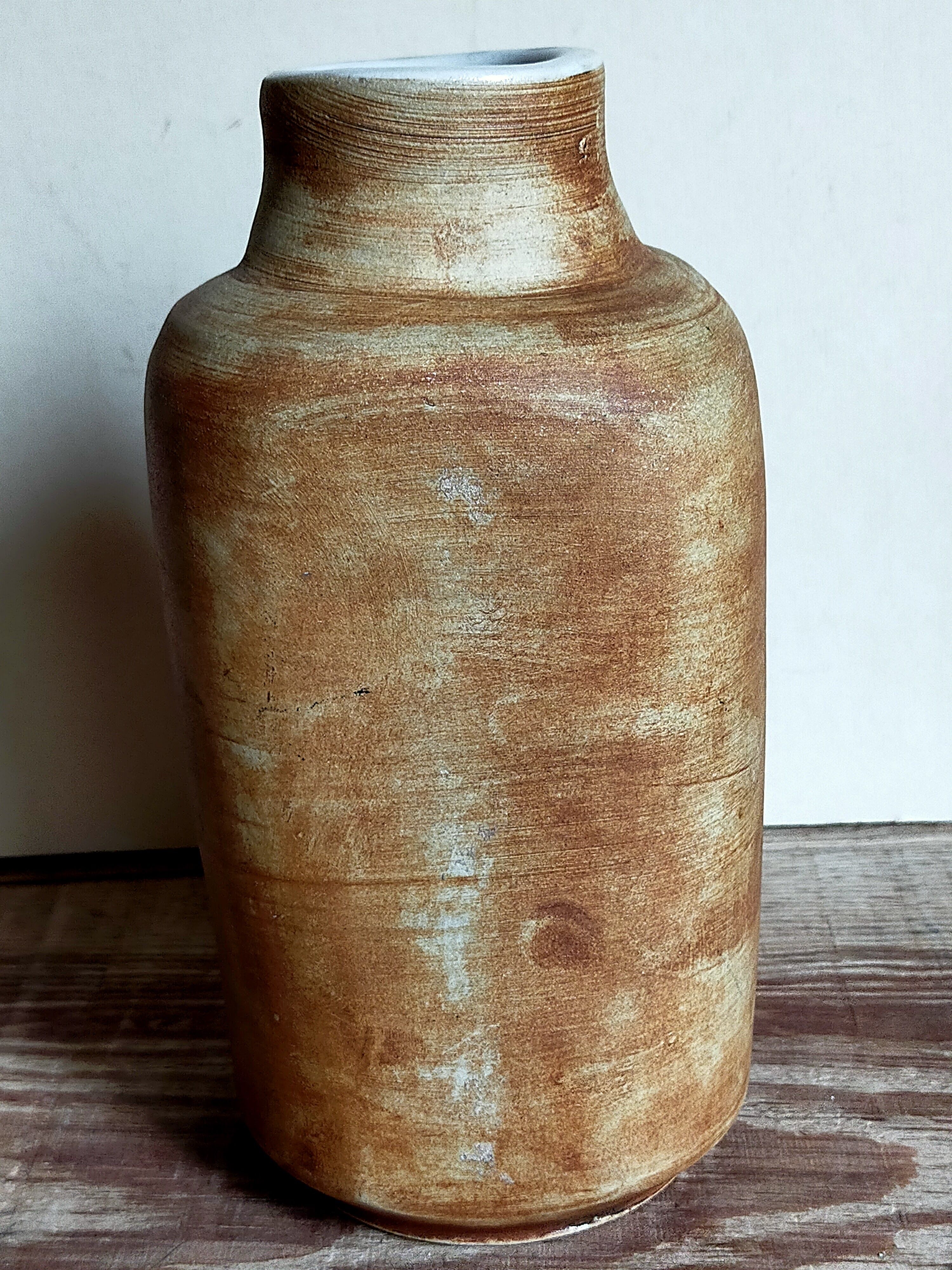 Ceramic vase "Poterie du Colombier" vintage blue sun