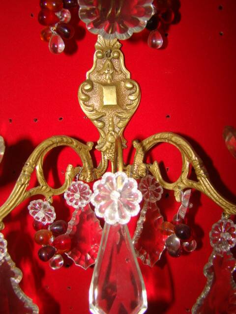 applique bronze et cristal à 2 bras de lumière