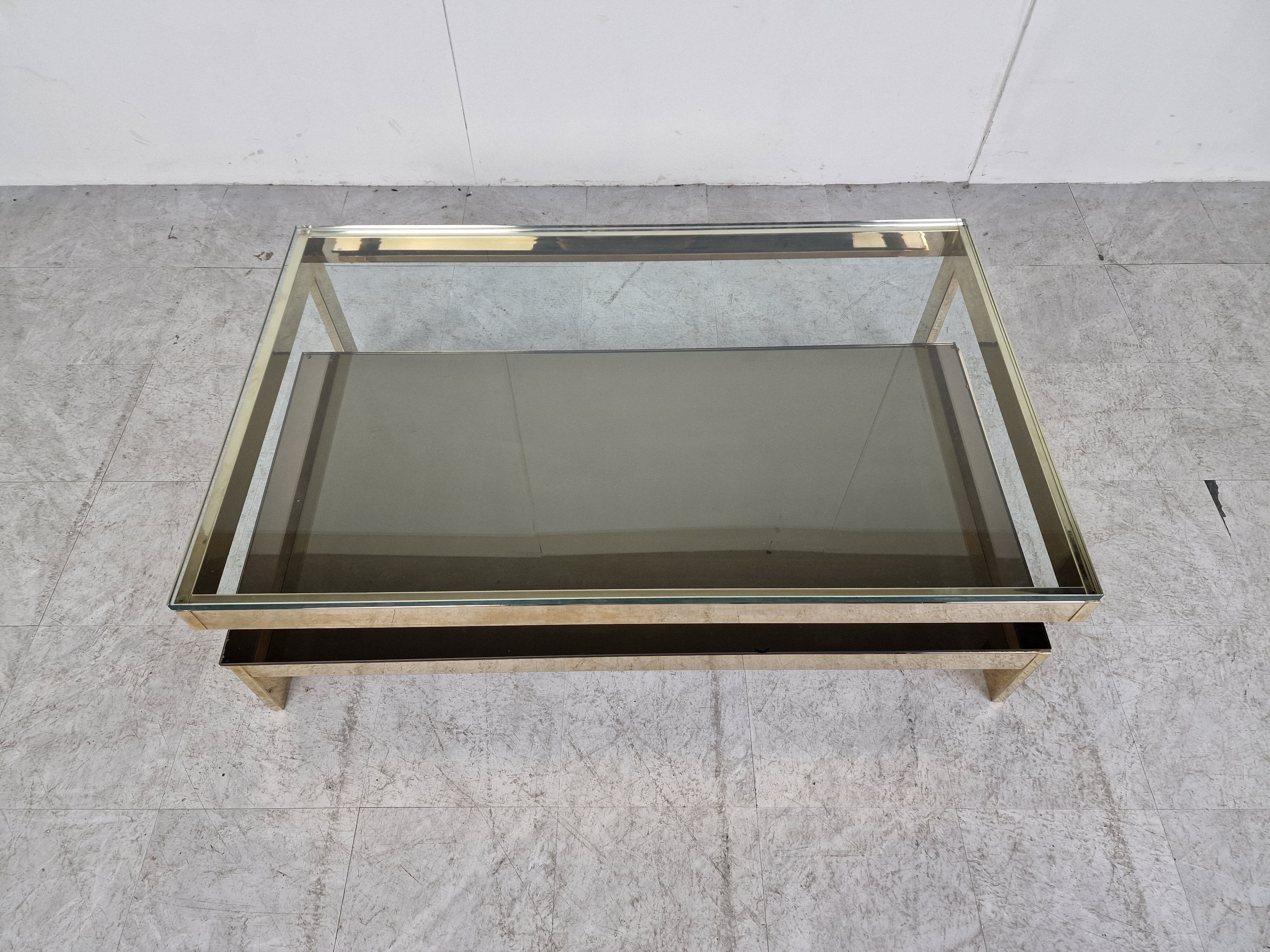 Vintage gold leaf coffee table by Belgochrom, 1970s