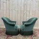Pair of Napoleon III style green velvet toad armchairs