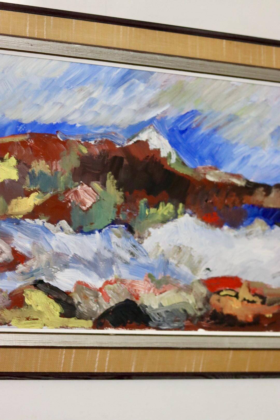 Oil painting on Swedish panel from the mid-century "Mountain Pattern" by H Öman.