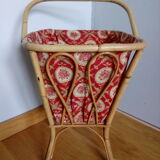 Square-shaped 1960s wicker knitting cart worker