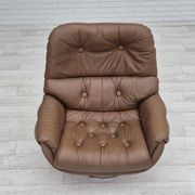 1970s, Scandinavian swivel chair, original condition, brown furniture leather.