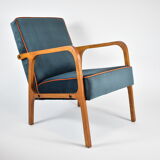 Original vintage armchair, restored, ocean blue velvet, 1960s