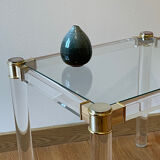 Bedside table, end table in plexiglass and glass, 1970