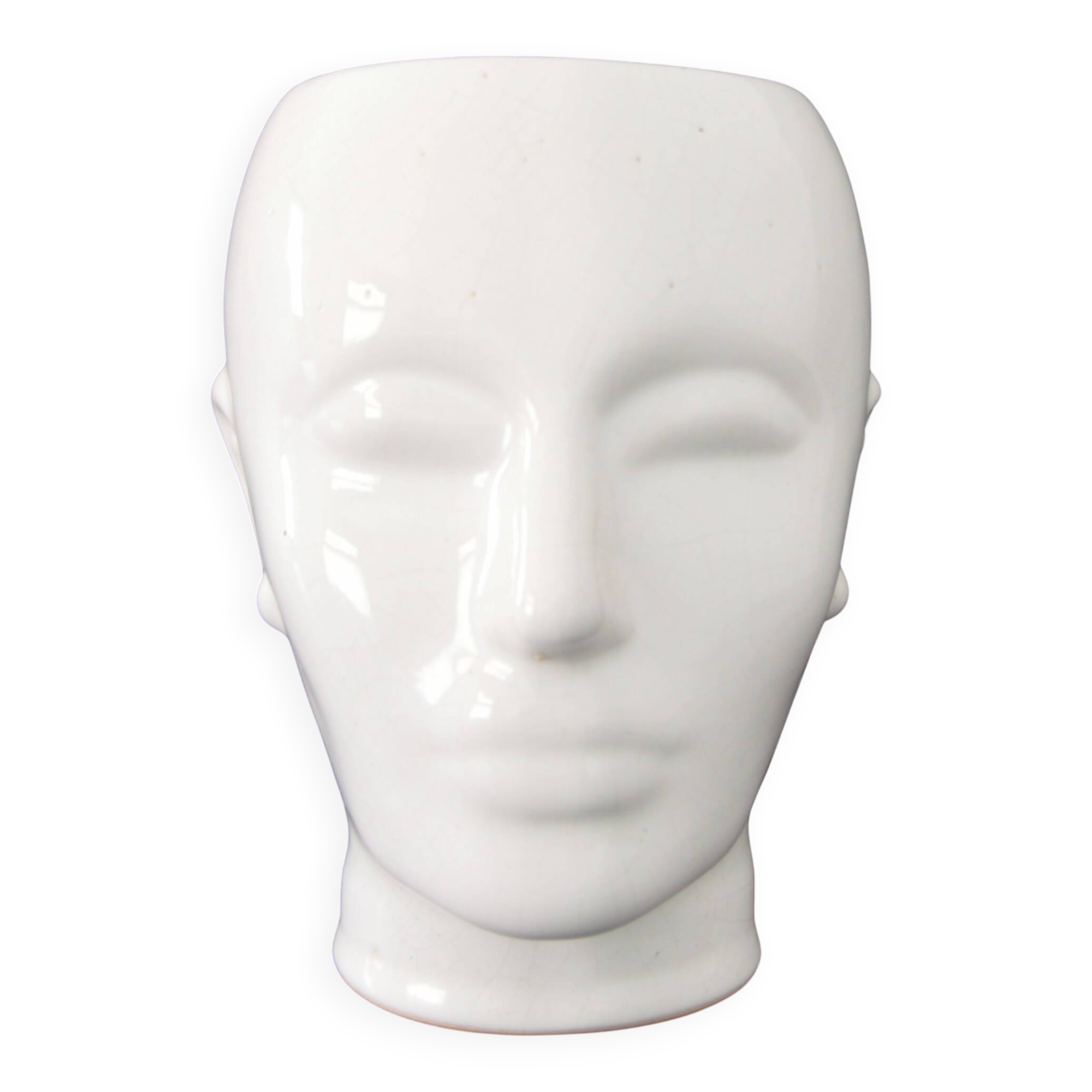 Earthenware cachepot or vase with a head, 1970