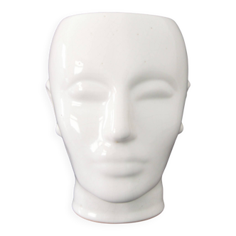 Earthenware cachepot or vase with a head, 1970