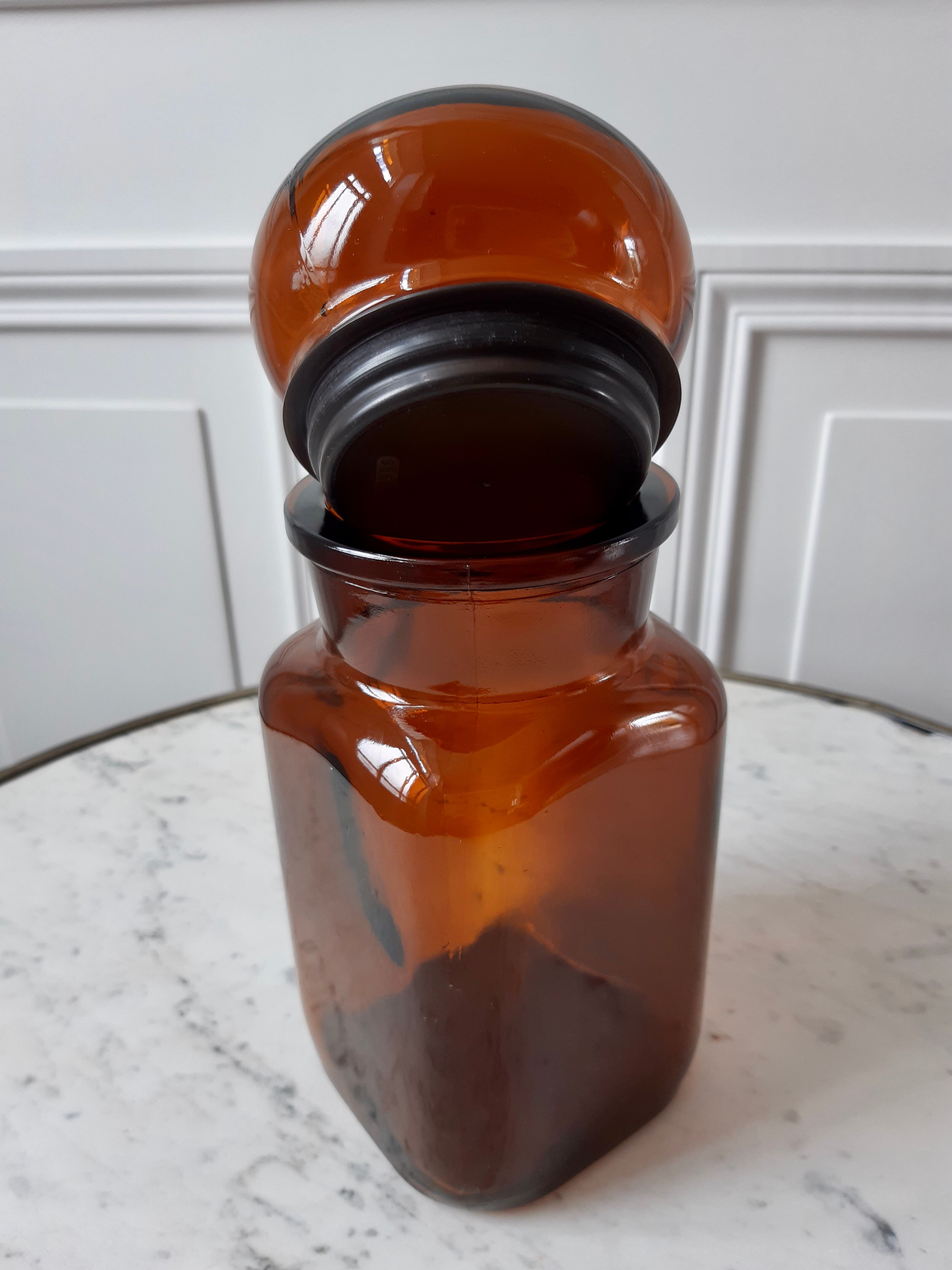 Vintage Amber Apothecary Pot