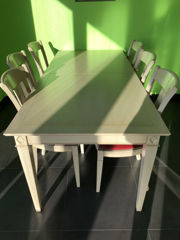 Table manger Bernard Siguier, Belle-Hélène,version antiquaire,8 chaises