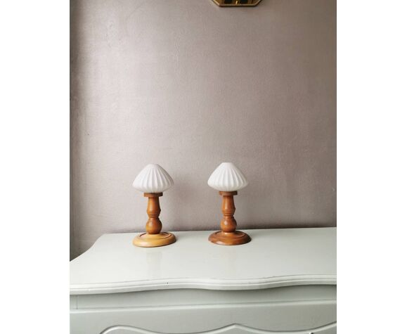 Set Of 2 Vintage 70s Wooden Table Lamps Selency Set Of 2 Vintage 70s Wooden Table Lamps, Vintage Wooden Table Lamps