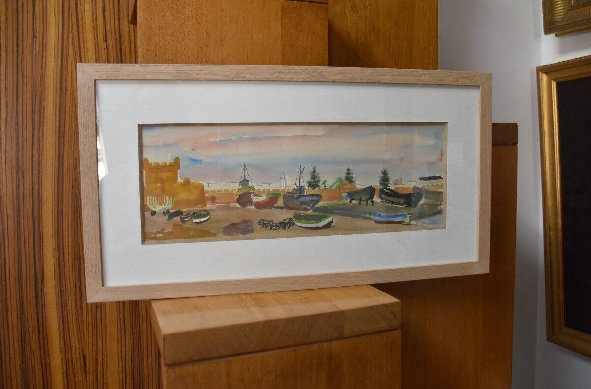 Jean Launois (1898-1942) Landscape of North Africa, A Port, Signed watercolour