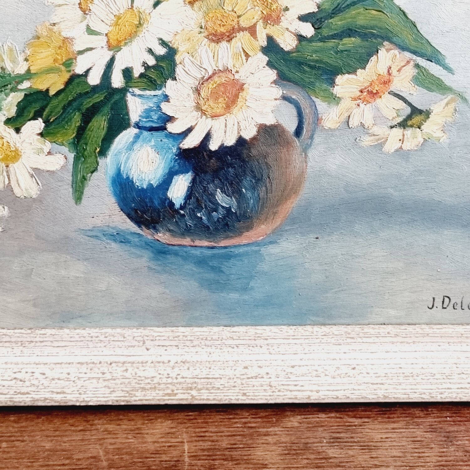 Oil on wood bouquet of daisies