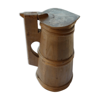 old wooden water pitcher shape vintage barrel 1 liter