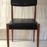 Chaise style scandinave en bois et similicuir - années 60/70