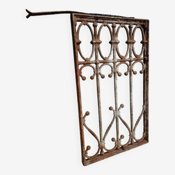 Grille de fenêtre de clôture ancienne en fer forgé 19ème siècle