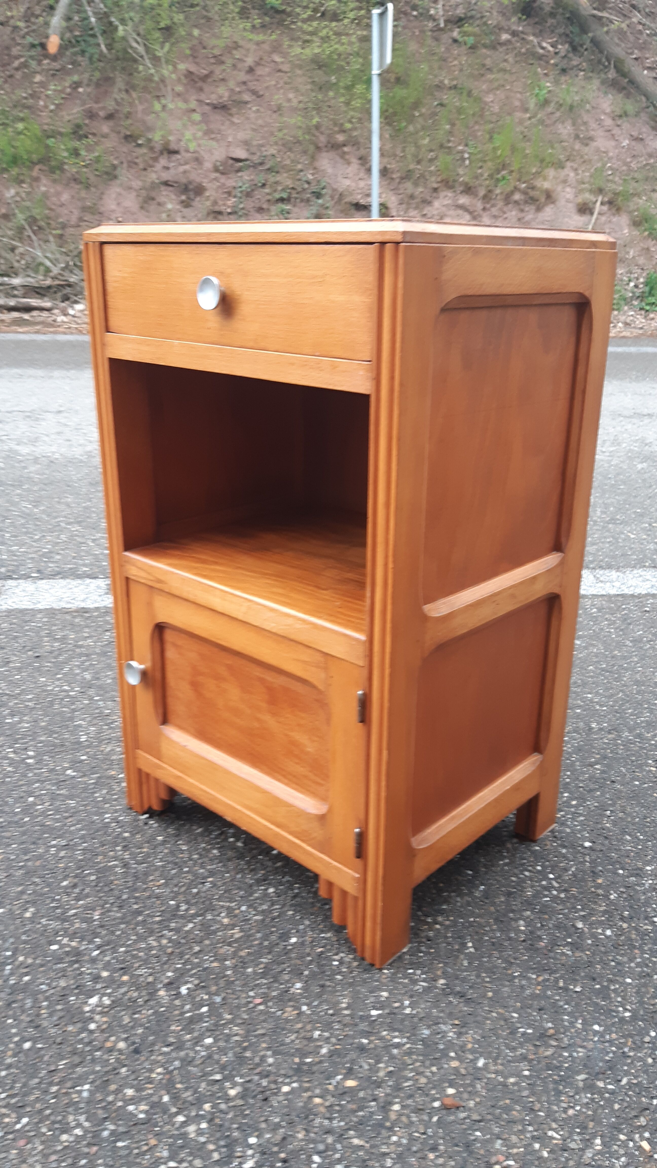 Golden oak 1950s bedside