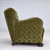 1950s, Danish relax chair, furniture velour, oak wood.